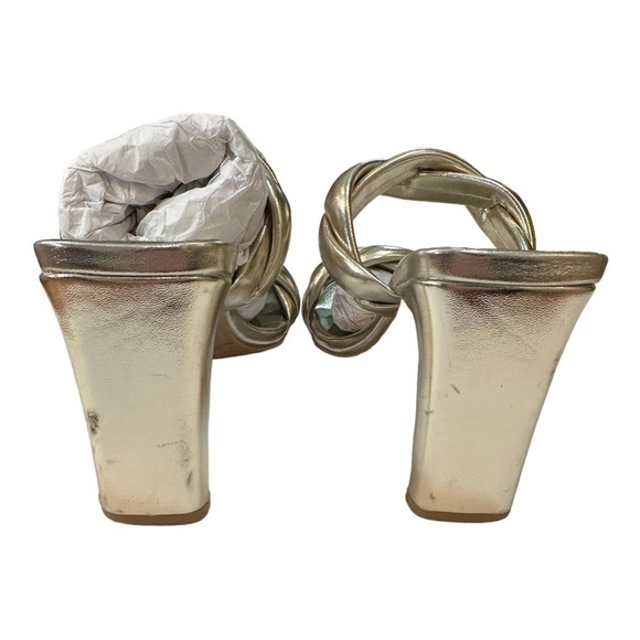 OPEN Edit Remy Twist Gold Sandal Heels Size 8 - Picture 8 of 10